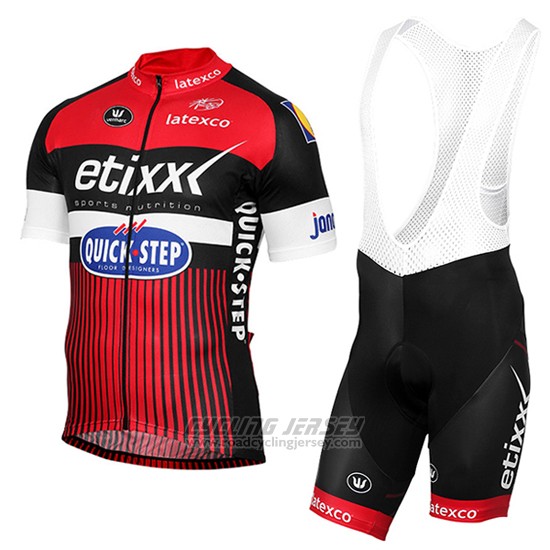 2016 Cycling Jersey Etixx Quick Step Red and Black Short Sleeve and Bib Short